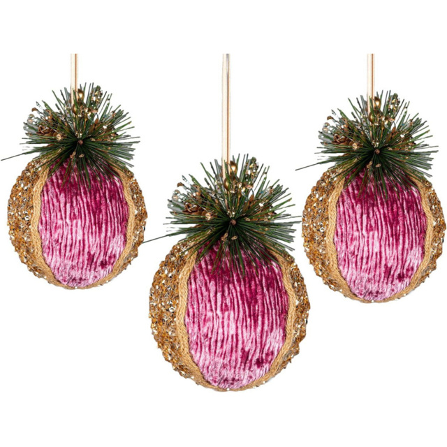 Shatchi 11.5cm Pink Glitter Bauble 3 Pack - Wilko - image 1