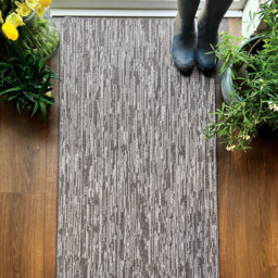 My Mat Silver Broken Stripe Stain Resistant Runner 67 x 200cm - Size: 67 x 200 x 2cm - grey - Wilko - thumbnail 4