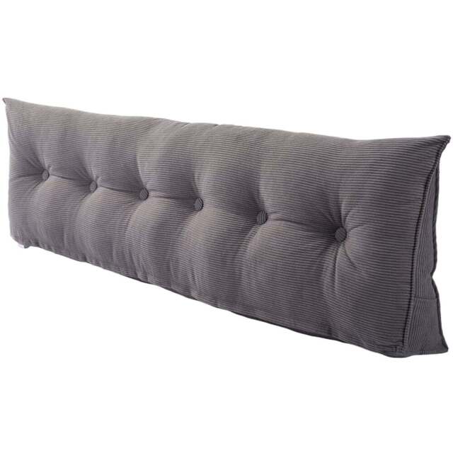 Living and Home Dark Grey Corduroy Wedge Headboard Pillow with Side Pocket 180 x 50cm - Size: 50 x 180 x 20cm - Wilko - image 1