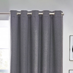 furn. Dawn Charcoal Thermal Blackout Eyelet Curtain 229 x 229cm - Size: W 229 x D 229cm - Grey - Wilko - thumbnail 4