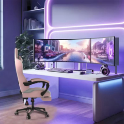 Alivio Pink Ergonomic Massage Gaming Chair - Size: 124 x 65.5 x 62cm - Wilko - thumbnail 5