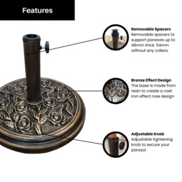 Samuel Alexander Bronze Parasol Base 9kg - Size: 45 x 45 x 35cm - Metal - Wilko - thumbnail 6