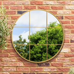 MirrorOutlet The Circulus Gold Metal Round Window Garden Wall Mirror 80 x 80cm - Size: 80 x 80 x 3cm - Wilko - thumbnail 3