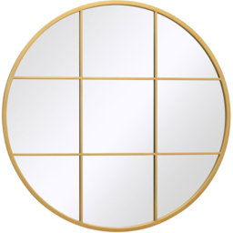MirrorOutlet The Circulus Gold Metal Round Window Garden Wall Mirror 80 x 80cm - Size: 80 x 80 x 3cm - Wilko - thumbnail 1