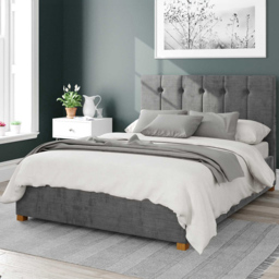 Aspire Hepburn Double Charcoal Firenze Velour Ottoman Bed - Grey - Aspire Beds - Wilko
