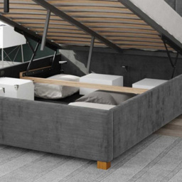 Aspire Hepburn Double Charcoal Firenze Velour Ottoman Bed - Grey - Aspire Beds - Wilko - thumbnail 4