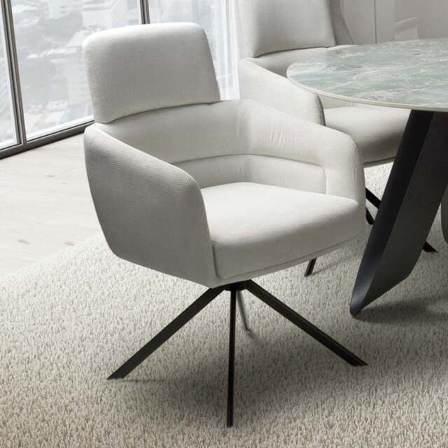 Polaris Set of 2 Corduroy White Swivel Chair - Shankar - Wilko - image 1
