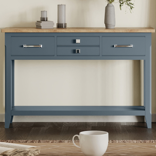 Baumhaus Signature 4 Drawer Single Shelf Blue Small Console Table - Wilko - image 1