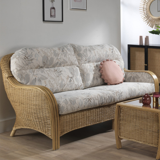 Desser Centurion 3 Seater Leafy Natural Rattan Sofa - Multi - Wilko - image 1