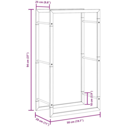 vidaXL Silver Stainless Steel Firewood Log Holder 94 x 50 x 28cm - Wilko - thumbnail 7