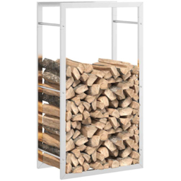 vidaXL Silver Stainless Steel Firewood Log Holder 94 x 50 x 28cm - Wilko - thumbnail 4