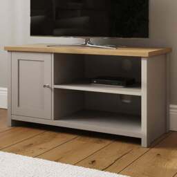 GFW Lancaster Single Door 2 Shelf Grey Small TV Cabinet - Size: 39 x 95 x 49cm - Wilko - thumbnail 1