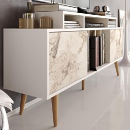 Decorotika Char White and White Marble TV Unit - Size: 70.8 x 160 x 35cm - Wilko - thumbnail 5