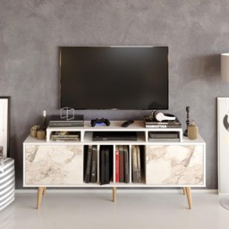 Decorotika Char White and White Marble TV Unit - Size: 70.8 x 160 x 35cm - Wilko - thumbnail 4