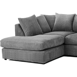 Luxor 4 Seater Grey Jumbo Cord Left Hand Facing Scatter Back L Shaped Corner Sofa Set - Wilko - thumbnail 5