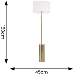 ValueLights Lexy Reni White Shade Antique Brass LED Floor Lamp - Size: 150 x 45 x 45cm - Gold - Wilko - thumbnail 5