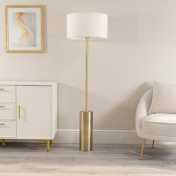 ValueLights Lexy Reni White Shade Antique Brass LED Floor Lamp - Size: 150 x 45 x 45cm - Gold - Wilko - thumbnail 4