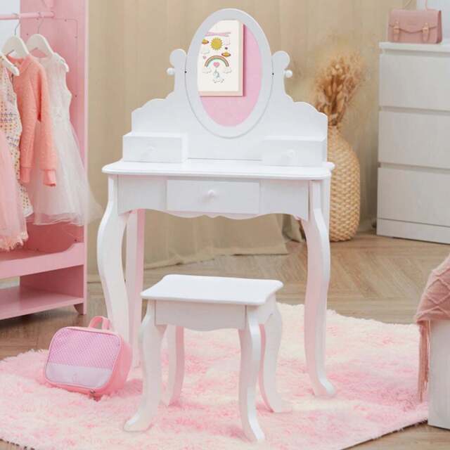 Teamson Kids Little Princess Rapunzel 3 Drawer White Medium Toy Vanity Set - Size: 99.1 x 32.0 x 63.0cm - Wilko - image 1
