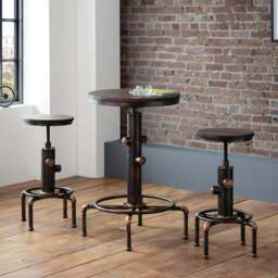Julian Bowen Rockport Brushed Copper Effect Pipework Bar Table - Size: 2 Seater - Multi - Wilko