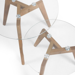 Julian Bowen Bryant Oak Base and Tempered Glass Nest of Tables Set of 2 - Size: 44 x 50 x 50cm - Dark Brown/Clear - Wilko - thumbnail 6