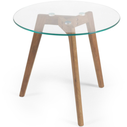 Julian Bowen Bryant Oak Base and Tempered Glass Nest of Tables Set of 2 - Size: 44 x 50 x 50cm - Dark Brown/Clear - Wilko - thumbnail 4