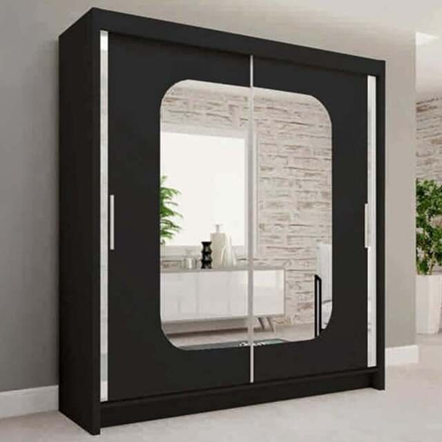 Sliding Wardrobes 4U Marika 2 Door Black Mirrored Wardrobe 150cm - Wilko - image 1
