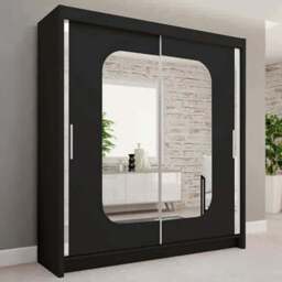 Sliding Wardrobes 4U Marika 2 Door Black Mirrored Wardrobe 150cm - Wilko - thumbnail 1