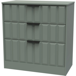 Crowndale New York 3 Drawer Reed Green Deep Chest of Drawers Ready Assembled - Wilko - thumbnail 3