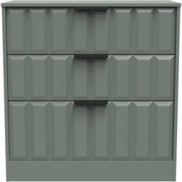 Crowndale New York 3 Drawer Reed Green Deep Chest of Drawers Ready Assembled - Wilko - thumbnail 4