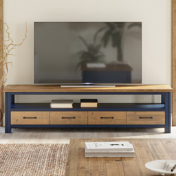 Baumhaus Splash of Blue 4 Drawer Single Shelf Widescreen TV Cabinet - Wilko