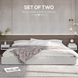 Portland Single Drawer Gloss White Wall Mounted Bedside Table Set of 2 - Wilko - thumbnail 5