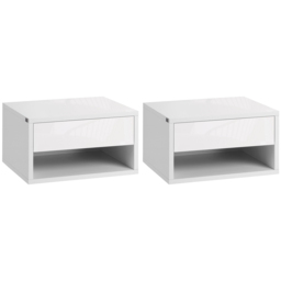 Portland Single Drawer Gloss White Wall Mounted Bedside Table Set of 2 - Wilko - thumbnail 3