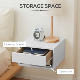 Portland Single Drawer Gloss White Wall Mounted Bedside Table Set of 2 - Wilko - thumbnail 7