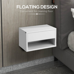 Portland Single Drawer Gloss White Wall Mounted Bedside Table Set of 2 - Wilko - thumbnail 6