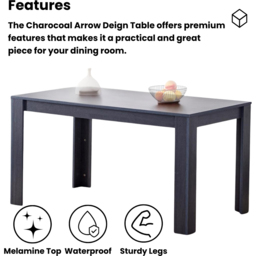 Kosy Koala 6 Seater Velvet Wooden Dining Set Dark Grey and Black - Wilko - thumbnail 6