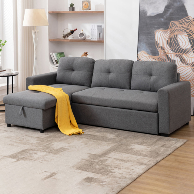 Furniture Online Newport 3 Seater Grey Corner Sofa Bed with Storage - Wilko - image 1