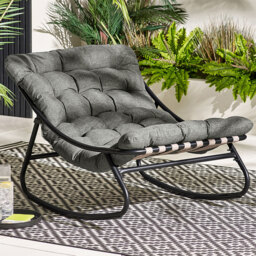 Furniturebox Piasa Black and Grey Outdoor Rocking Chair - Size: 74 x 78 x 105cm - Wilko