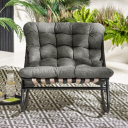 Furniturebox Piasa Black and Grey Outdoor Rocking Chair - Size: 74 x 78 x 105cm - Wilko - thumbnail 7