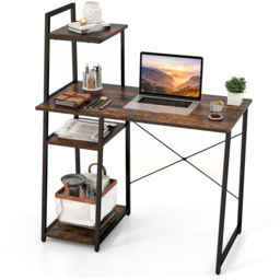 Costway Computer Desk with Bookshelf and Host Stand Brown - Size: 110 x 62 x 15cm - Wilko - thumbnail 4