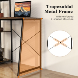 Costway Computer Desk with Bookshelf and Host Stand Brown - Size: 110 x 62 x 15cm - Wilko - thumbnail 7