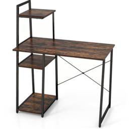 Costway Computer Desk with Bookshelf and Host Stand Brown - Size: 110 x 62 x 15cm - Wilko - thumbnail 3