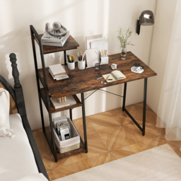 Costway Computer Desk with Bookshelf and Host Stand Brown - Size: 110 x 62 x 15cm - Wilko - thumbnail 6