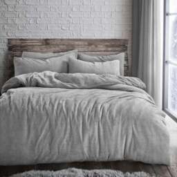 Velosso Super King Size Ash Grey Teddy Fleece Duvet Set - Wilko - thumbnail 1