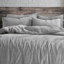 Velosso Super King Size Ash Grey Teddy Fleece Duvet Set - Wilko - thumbnail 4