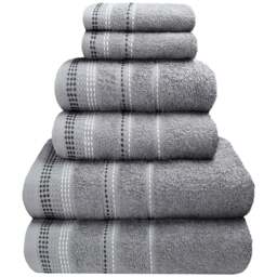 Rapport Home Berkley Embroidered Super Soft Pure Cotton Silver Face Towel - Wilko - thumbnail 1