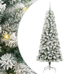 vidaXL Pre-Lit Warm White LED and White Baubles Snow Flocked Artificial Christmas Tree 5.9ft - Green - Wilko - thumbnail 3