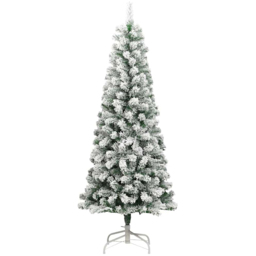 vidaXL Pre-Lit Warm White LED and White Baubles Snow Flocked Artificial Christmas Tree 5.9ft - Green - Wilko - thumbnail 4