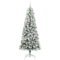 vidaXL Pre-Lit Warm White LED and White Baubles Snow Flocked Artificial Christmas Tree 5.9ft - Green - Wilko - thumbnail 5