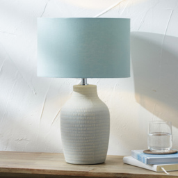 Pacific Lifestyle Kai Duck Egg Textured Ceramic Tall Table Lamp - Blue - Wilko - thumbnail 3