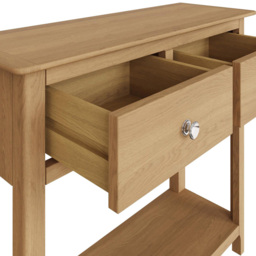 FWStyle Taberno 2 Drawer Oak Hallway Console Table - Size: 76 x 85 x 30cm - Brown - Wilko - thumbnail 5